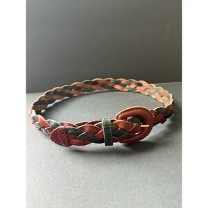 The Limited Size M Woven Braided Genuine Leather Multicolor Boho Belt Vintage